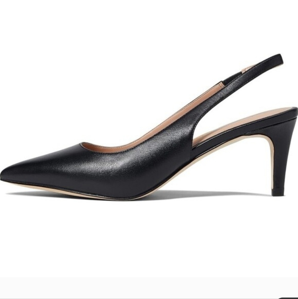 Cole Haan Black Leather Vandam Slingback Heels Size 7 - Picture 6 of 8